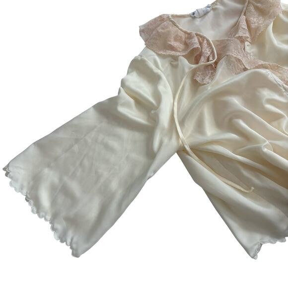 VINTAGE BONWIT TELLER CREAM SATIN BED JACKET 1930s 1940s LINGERIE WOMEN Sz S/M - Picture 6 of 12